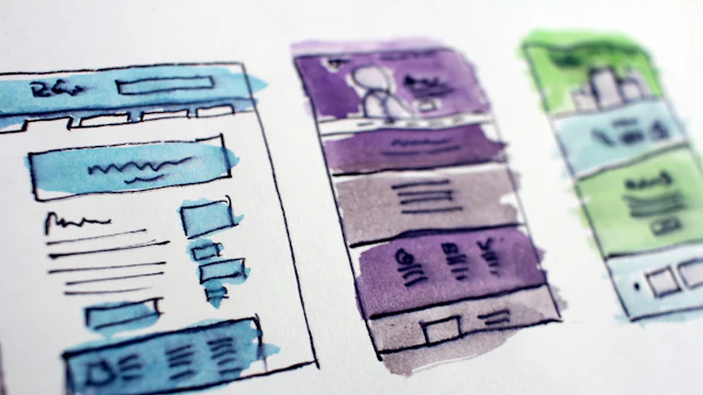 Wireframe sketches of website layouts
