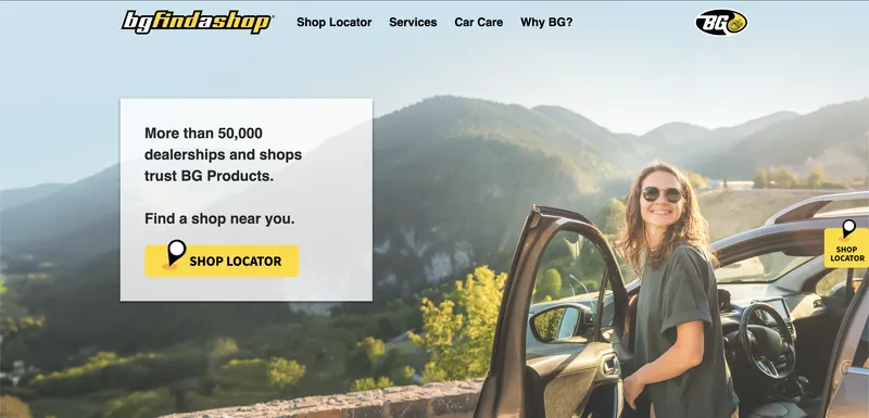 BG Find a Shop — Shop locator website for BG Products